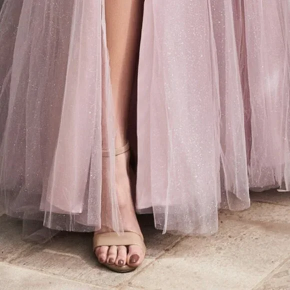 MAUVEPROM PARTY EVENING FORMAL LONGG SLEEVELESS MEGARA TULLE GOWN DRESS AL1057